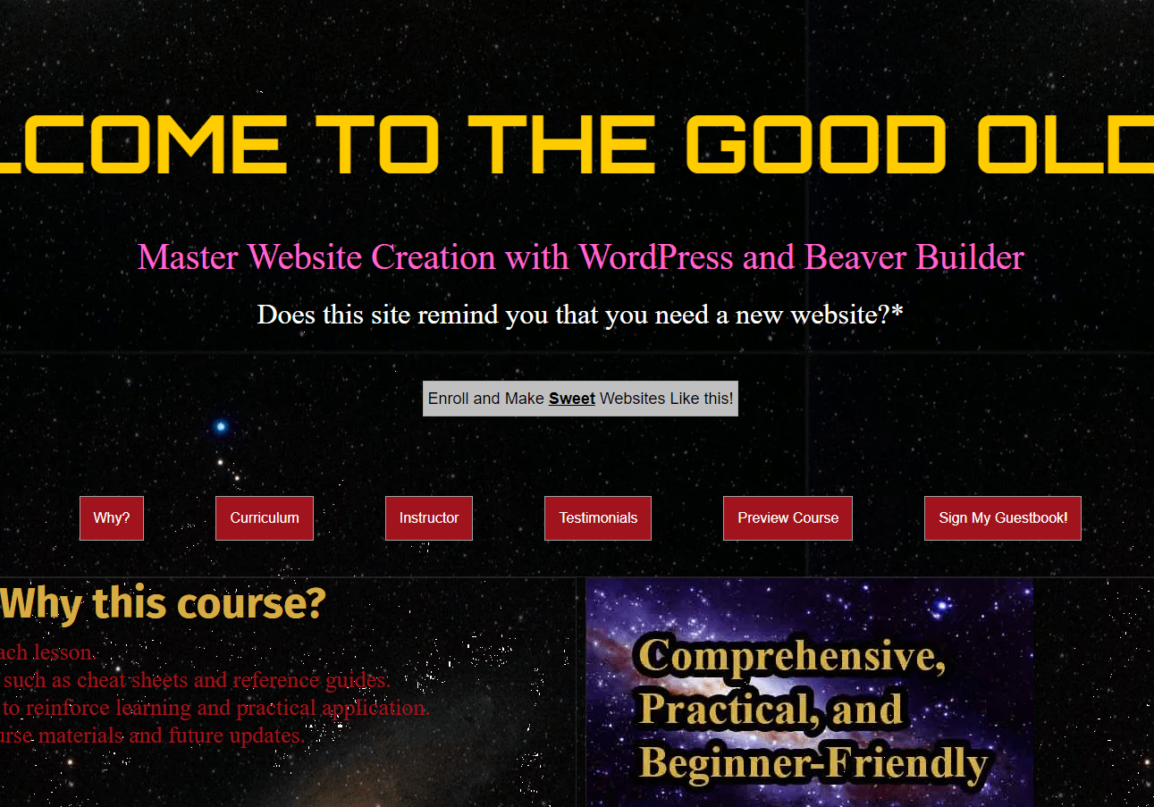 a screenshot of a website from the 90s